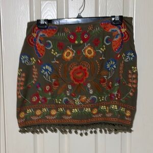 Embroidered Floral Skirt - Multicolor